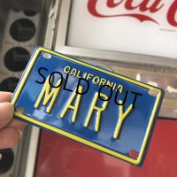 Vintage California Mini Bike Vanity Metal License Plate / MARY (B806) 