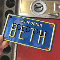 Vintage California Mini Bike Vanity Metal License Plate / BETH (B797) 