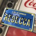 Vintage California Mini Bike Vanity Metal License Plate / REBECCA (B787) 