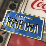 Vintage California Mini Bike Vanity Metal License Plate / REBECCA (B787) 