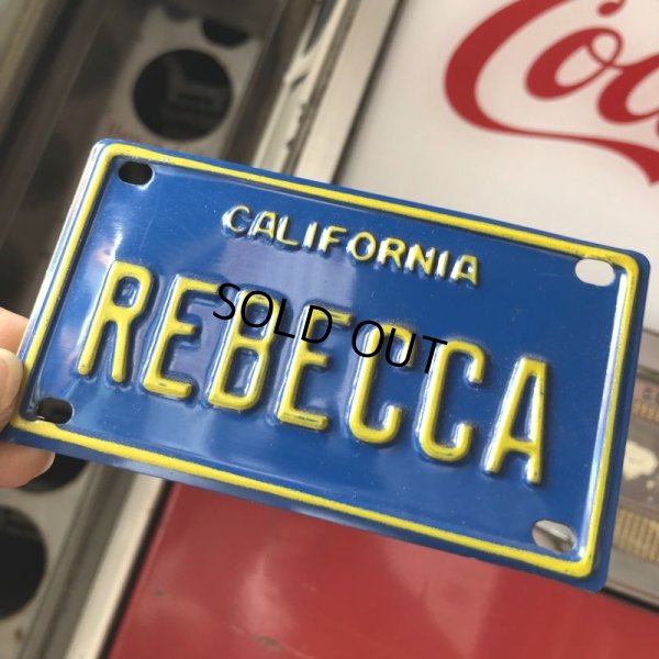 画像1: Vintage California Mini Bike Vanity Metal License Plate / REBECCA (B787) 