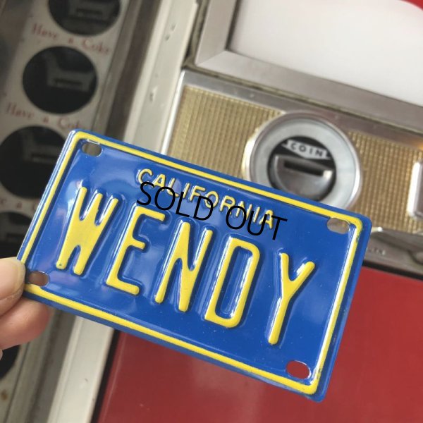 画像1: Vintage California Mini Bike Vanity Metal License Plate / WENDY (B776) 