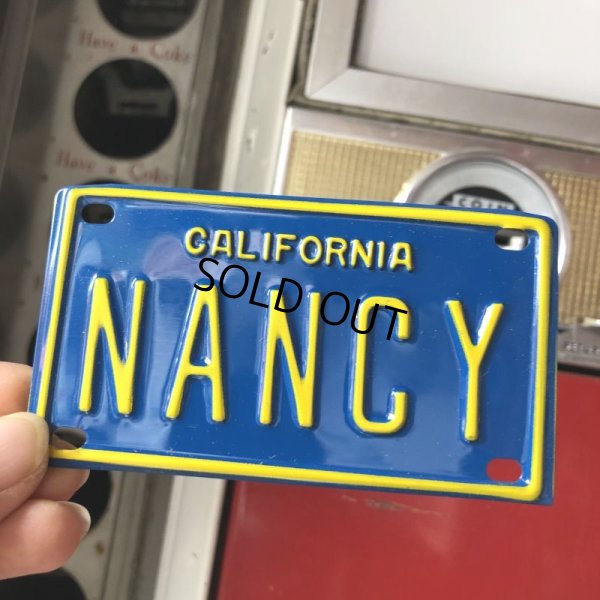 画像1: Vintage California Mini Bike Vanity Metal License Plate / NANCY (B795) 