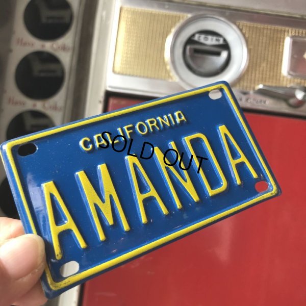 画像1: Vintage California Mini Bike Vanity Metal License Plate / AMANDA (B798) 