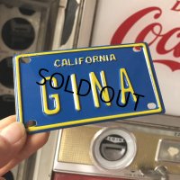 Vintage California Mini Bike Vanity Metal License Plate / GINA (B777) 