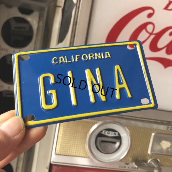 画像1: Vintage California Mini Bike Vanity Metal License Plate / GINA (B777) 