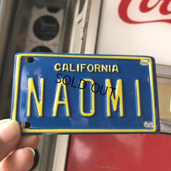 画像1: Vintage California Mini Bike Vanity Metal License Plate / NAOMI (B812) 