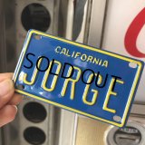 Vintage California Mini Bike Vanity Metal License Plate / JORGE (B784) 