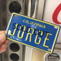 Vintage California Mini Bike Vanity Metal License Plate / JORGE (B784) 
