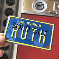 Vintage California Mini Bike Vanity Metal License Plate / RUTH (B801) 