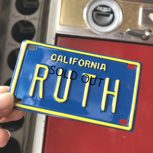 画像1: Vintage California Mini Bike Vanity Metal License Plate / RUTH (B801) 