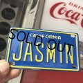 Vintage California Mini Bike Vanity Metal License Plate / JASMIN (B799) 