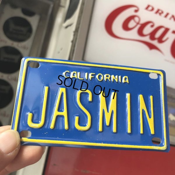 画像1: Vintage California Mini Bike Vanity Metal License Plate / JASMIN (B799) 