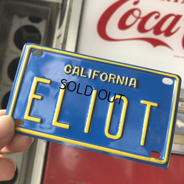 画像1: Vintage California Mini Bike Vanity Metal License Plate / ELIOT (B811) 