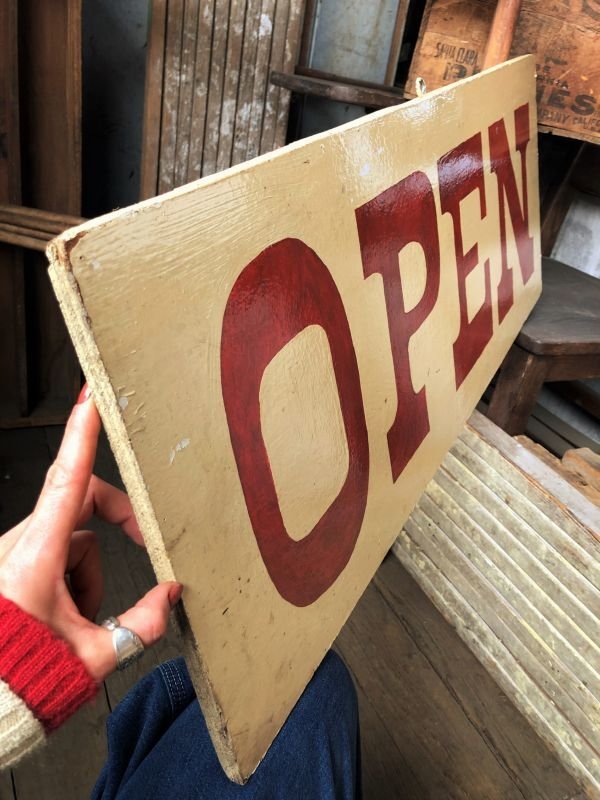 画像6: Vintage U.S.A Wooden OPEN Hand Paint Sign (B911)