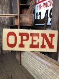 Vintage U.S.A Wooden OPEN Hand Paint Sign (B911) 