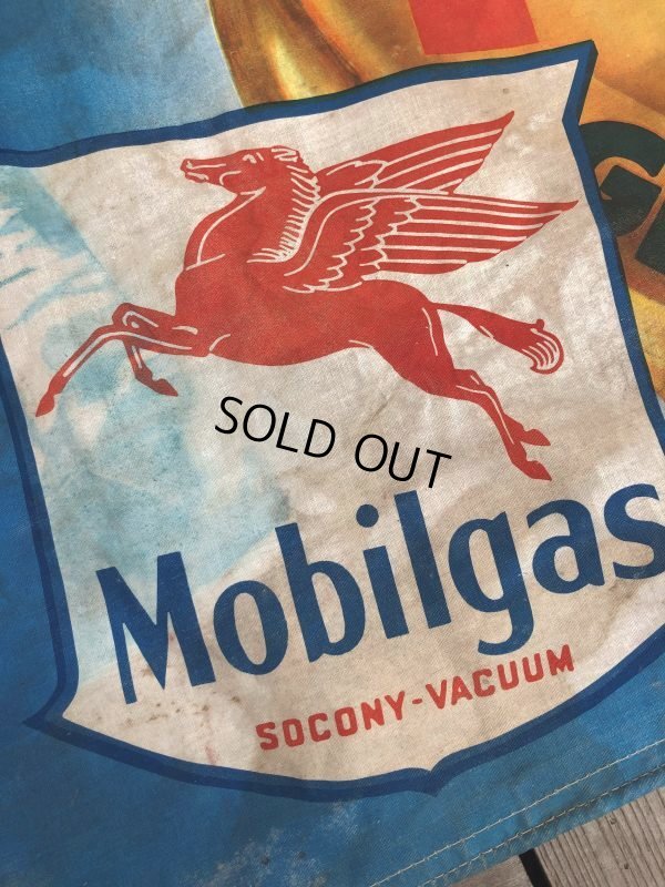 画像3: Vintage MOBIL MOBILGAS Advertising Cloth Banner Large Sign Original (B918)