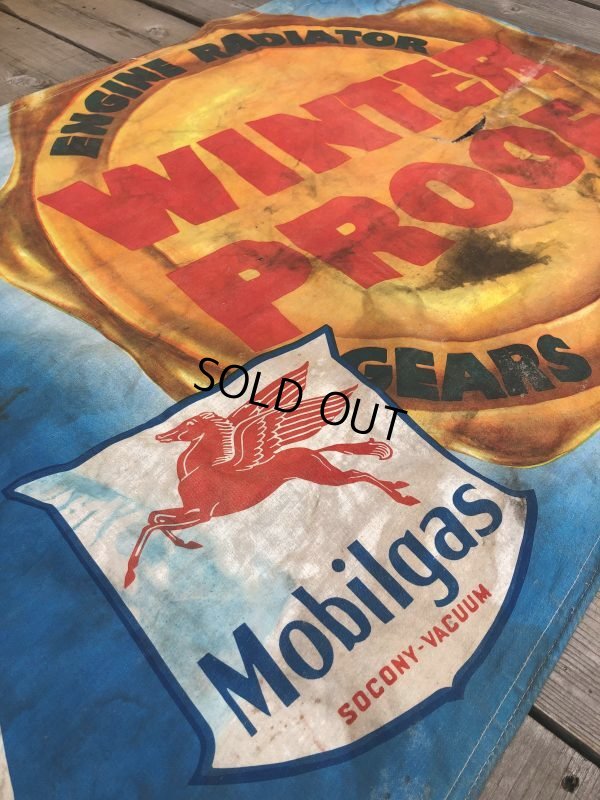画像6: Vintage MOBIL MOBILGAS Advertising Cloth Banner Large Sign Original (B918)