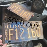 40s Vintage American License Number Plate / 1949 ILLINOIS F12 160 SET (B890)