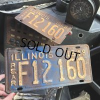 40s Vintage American License Number Plate / 1949 ILLINOIS F12 160 SET (B890)