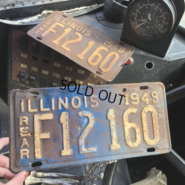 画像1: 40s Vintage American License Number Plate / 1949 ILLINOIS F12 160 SET (B890)