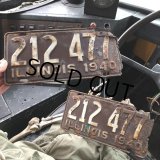 40s Vintage American License Number Plate / 1940 ILLINOIS 212 477 SET (B885)