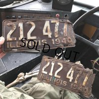 40s Vintage American License Number Plate / 1940 ILLINOIS 212 477 SET (B885)