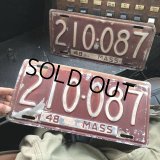 40s Vintage American License Number Plate / 1948 MASS 210-087 SET (B898)