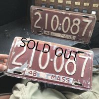 40s Vintage American License Number Plate / 1948 MASS 210-087 SET (B898)