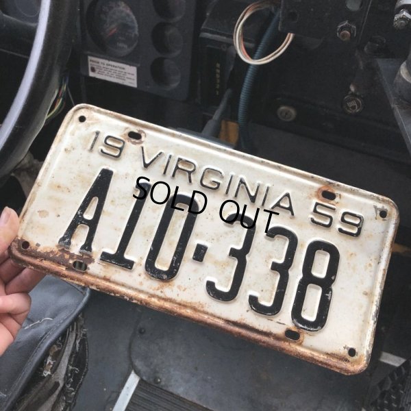 画像1: 50s Vintage American License Number Plate / 1959 VIRGINIA A10-338 (B873)