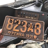 30s Vintage American License Number Plate / 1931 PENNA 823 A (B870)