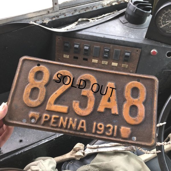画像1: 30s Vintage American License Number Plate / 1931 PENNA 823 A (B870)