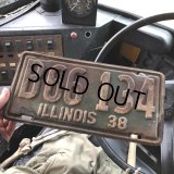 30s Vintage American License Number Plate / 1938 ILLINOIS B66 134 (B883)
