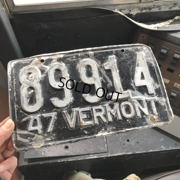 画像1: 40s Vintage American License Number Plate / 1947 VERMONT 89 914 (B896)