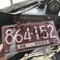 40s Vintage American License Number Plate / 1948 MASS 864-152 (B899)