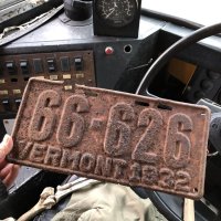 30s Vintage American License Number Plate / 1932 VERMONT 66-626 (B871)