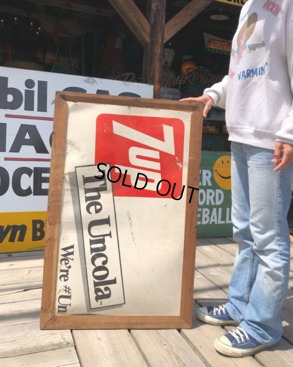 画像18: 60s Vintage 7-up Advertising Duel Sided Cardboard Framed Store Display Poster Sign (B956)