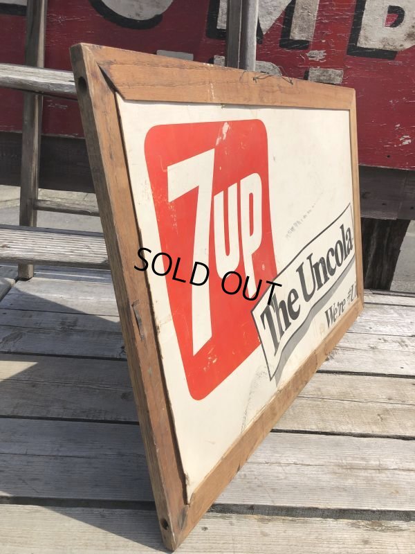 画像11: 60s Vintage 7-up Advertising Duel Sided Cardboard Framed Store Display Poster Sign (B956)