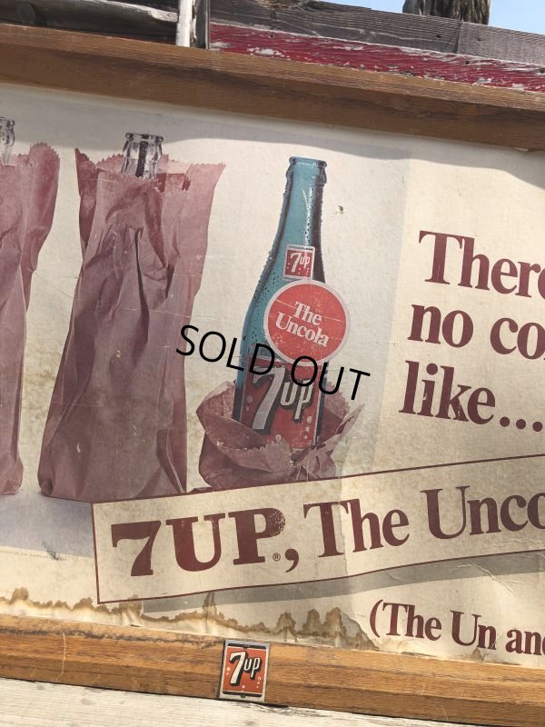 画像14: 60s Vintage 7-up Advertising Duel Sided Cardboard Framed Store Display Poster Sign (B956)
