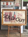 60s Vintage 7-up Advertising Duel Sided Cardboard Framed Store Display Poster Sign (B956)