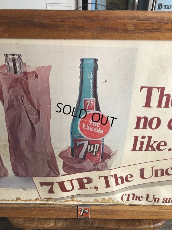 画像3: 60s Vintage 7-up Advertising Duel Sided Cardboard Framed Store Display Poster Sign (B956)