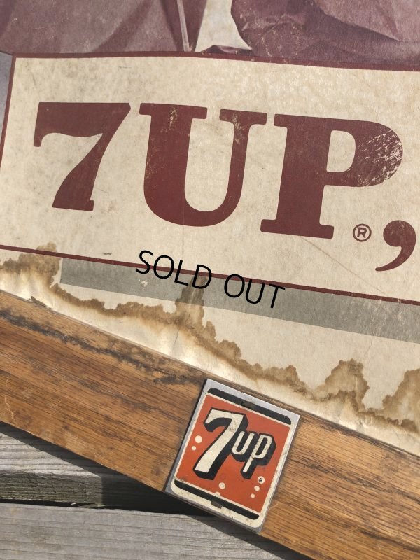 画像7: 60s Vintage 7-up Advertising Duel Sided Cardboard Framed Store Display Poster Sign (B956)