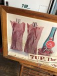 画像2: 60s Vintage 7-up Advertising Duel Sided Cardboard Framed Store Display Poster Sign (B956) (2)