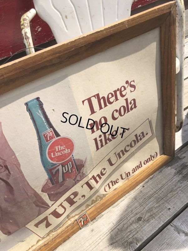 画像15: 60s Vintage 7-up Advertising Duel Sided Cardboard Framed Store Display Poster Sign (B956)