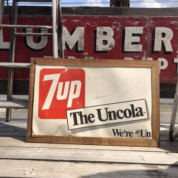 画像9: 60s Vintage 7-up Advertising Duel Sided Cardboard Framed Store Display Poster Sign (B956)
