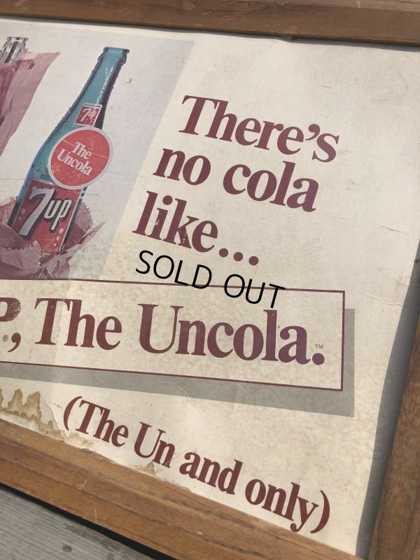 画像16: 60s Vintage 7-up Advertising Duel Sided Cardboard Framed Store Display Poster Sign (B956)