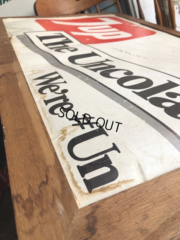 画像12: 60s Vintage 7-up Advertising Duel Sided Cardboard Framed Store Display Poster Sign (B956)
