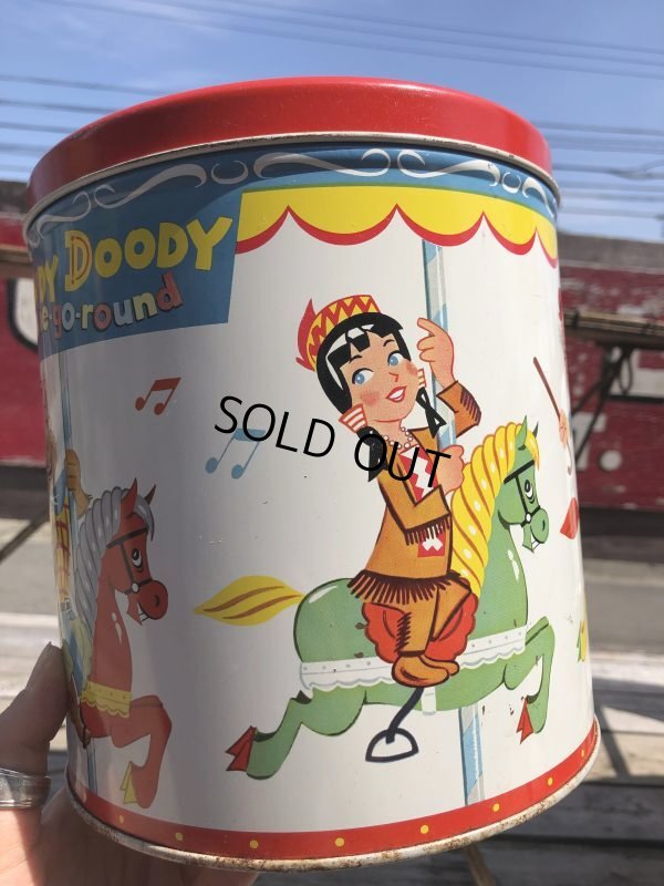 画像13: 50s Vintage Howdy Doody COOKIE-GO-ROUND Tin Can (B961)