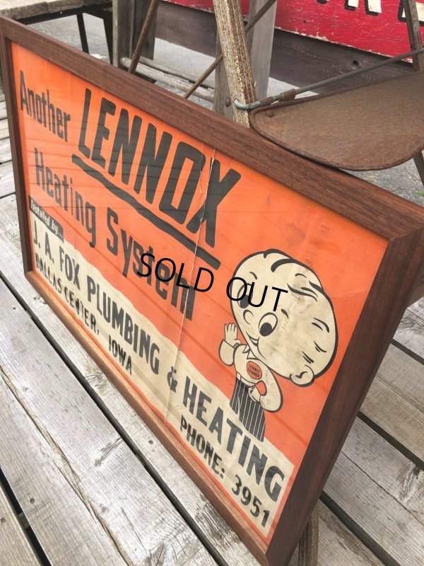 画像10: 40s Vintage Lennie Lennox Advertising Cloth Banner Store Sign w/Frame (B963)