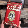 Vintage Pipe & Cigarette Smoking Tobacco Pocket Tin UNION LEADER (B979)    